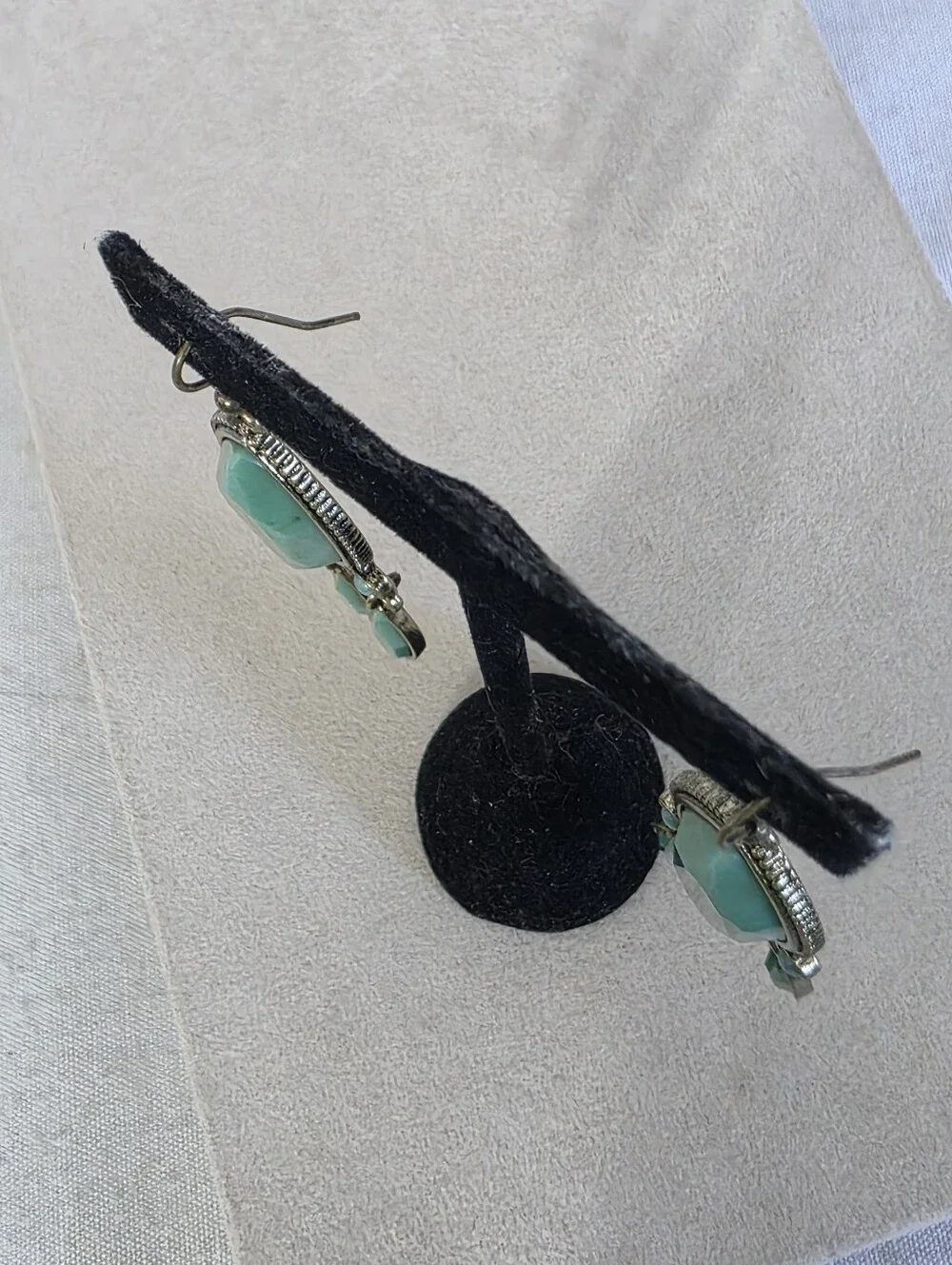 Stony Boho Turquoise Chandelier Dangle Earrings Antique Brass Southwest